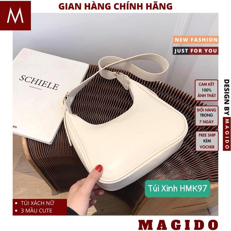TÚI XÁCH NỮ💚 TÚI ĐEO CHÉO DA TRƠN MỀM DÁNG THUYỀN 2 MẦU ĐEN TRắng cực xinh LOẠI MAGIDO