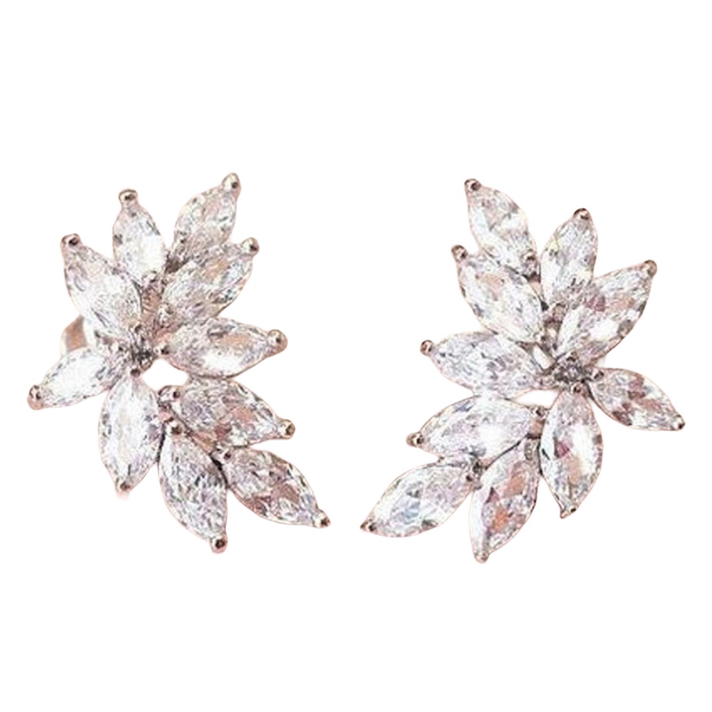 Bông Tai Hình Chiếc Lá Đính Đá Nhẹ Thời Trang Cho Nữ