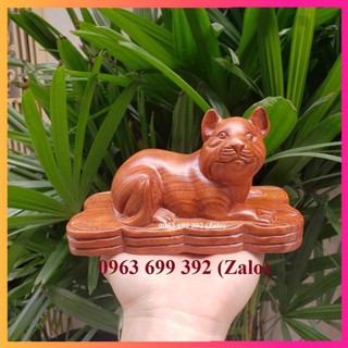 Tượng con mèo gỗ hương