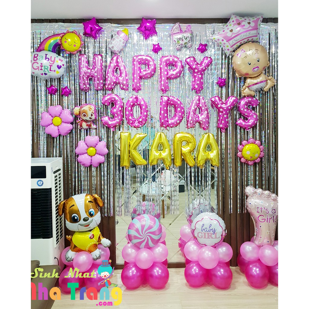 Set Bóng Bay Mừng Đầy Tháng/ Full Month Cho Bé (kèm rèm)