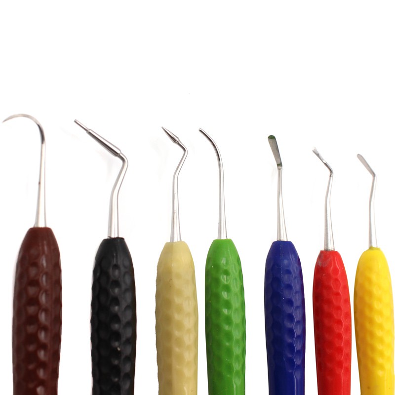 Bộ 7 Dụng Cụ Nha Khoa Bằng Nhựa Với Tay Cầm Silicone Tiện Dụng