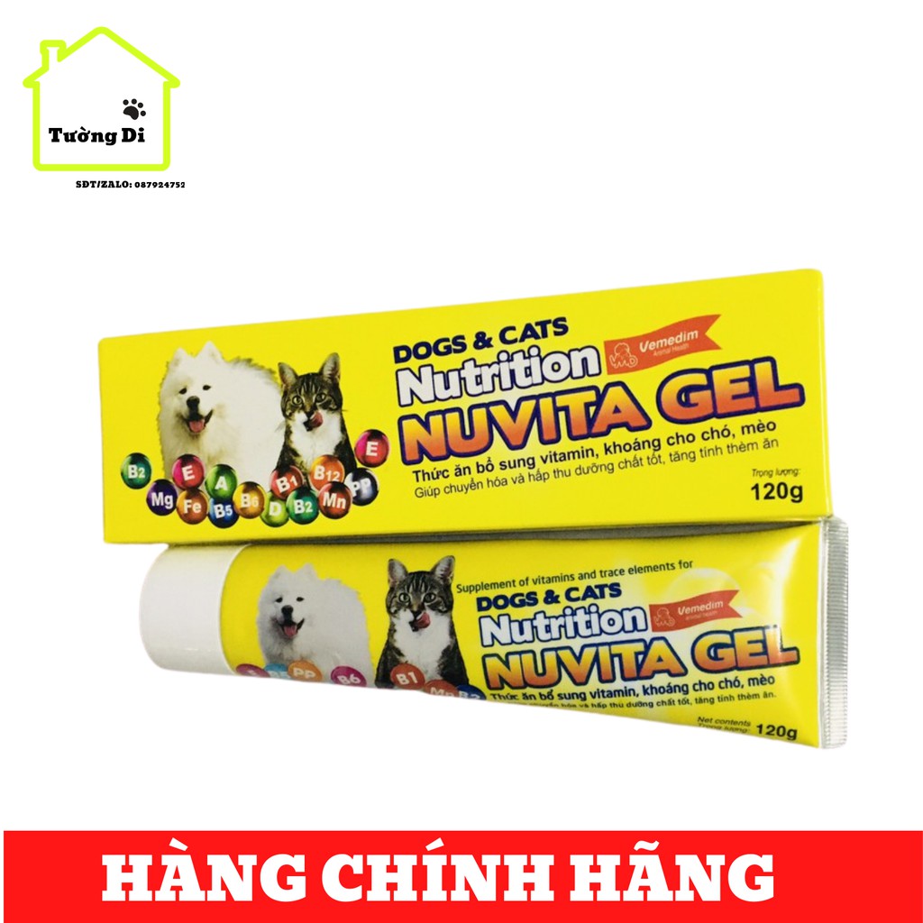 Vitamin Nuvita Gel - Bổ sung dinh dưỡng cho chó và mèo (Tube nhựa 120g) - HÀNG CHÍNH HÃNG
