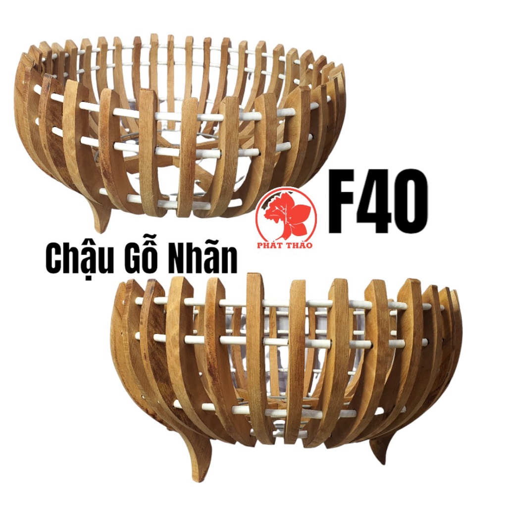 Chậu Gỗ  Trồng Lan  40cm TẶNG móc treo và lưới lót chậu