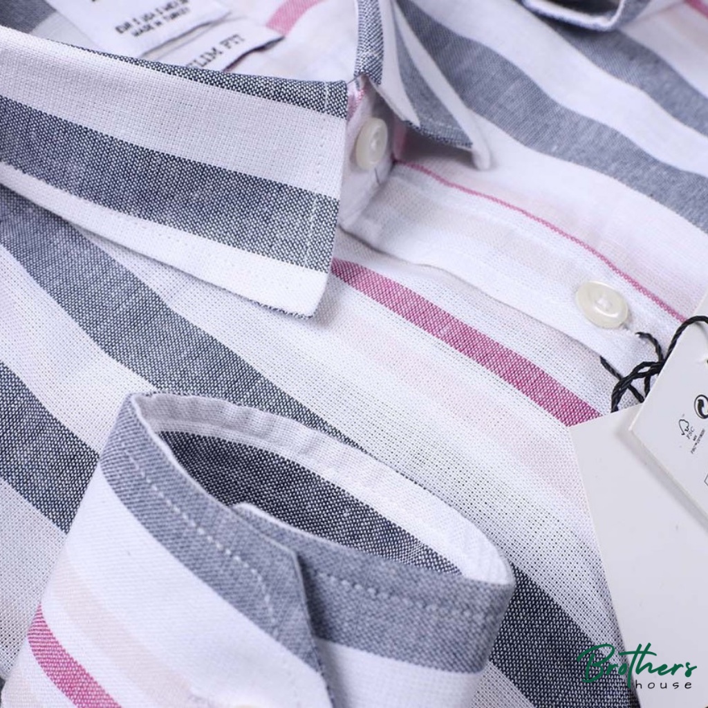 |Xịn ngon| Áo sơ mi linen Z.a.r.a kẻ sọc cực trẻ trung, thoáng mát