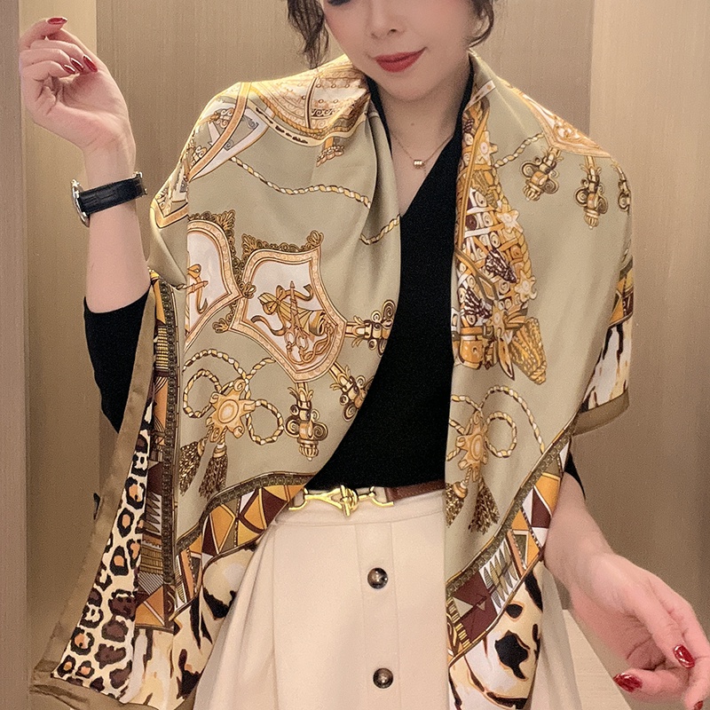 Khăn Choàng Lụa Cỡ Lớn In Họa Tiết Thời Trang Đi Biển WJ1014-86 Cho Nữ Kích Thước 110x110cm