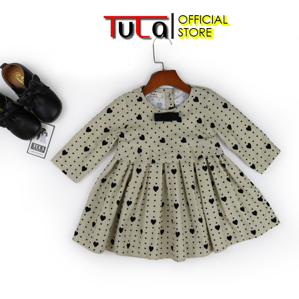 Váy Đầm Bé Gái Thu Đông Họa Tiết Đáng Yêu Vải Nhung Tăm Hàn Quốc