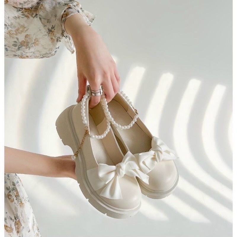 Giày Lolita Mũi Nơ Quai Ngọc ( fom rộng nên lùi size)