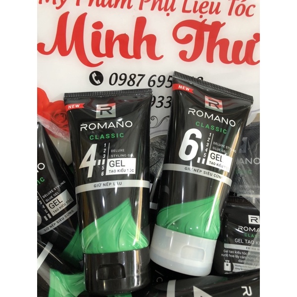 Gel vuốt tóc Romano Classic Siêu cứng 150g (nắp trắng, nắp đen)
