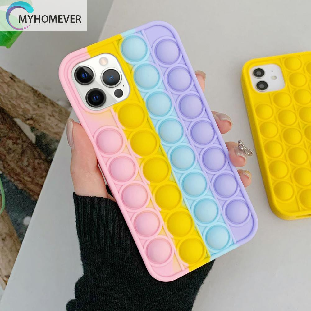 Pop It Fidget Đồ chơi Silicone Relieve Stress Pop Fidget Đồ chơis Push Bubble Phone Case for iPhone