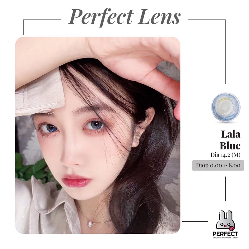 Lens ẢNH MẮT THẬT , Kính Áp Tròng LALA BLUE Có Độ Cận và Không Độ , DIA 14.2 M , Cho Mắt Nhạy Cảm Giá Sale