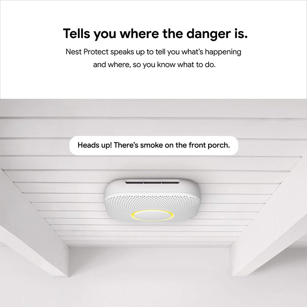 Cảm Biến Khói Và Khí CO Google Nest Protect Gen 2 - Báo cháy, báo khói, báo rò rỉ khí gas - Hàng Chính Hãng