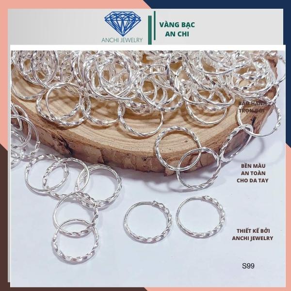 Khuyên tròn xoắn chuẩn bạc ta không đen xỉn - Anchi jewelry