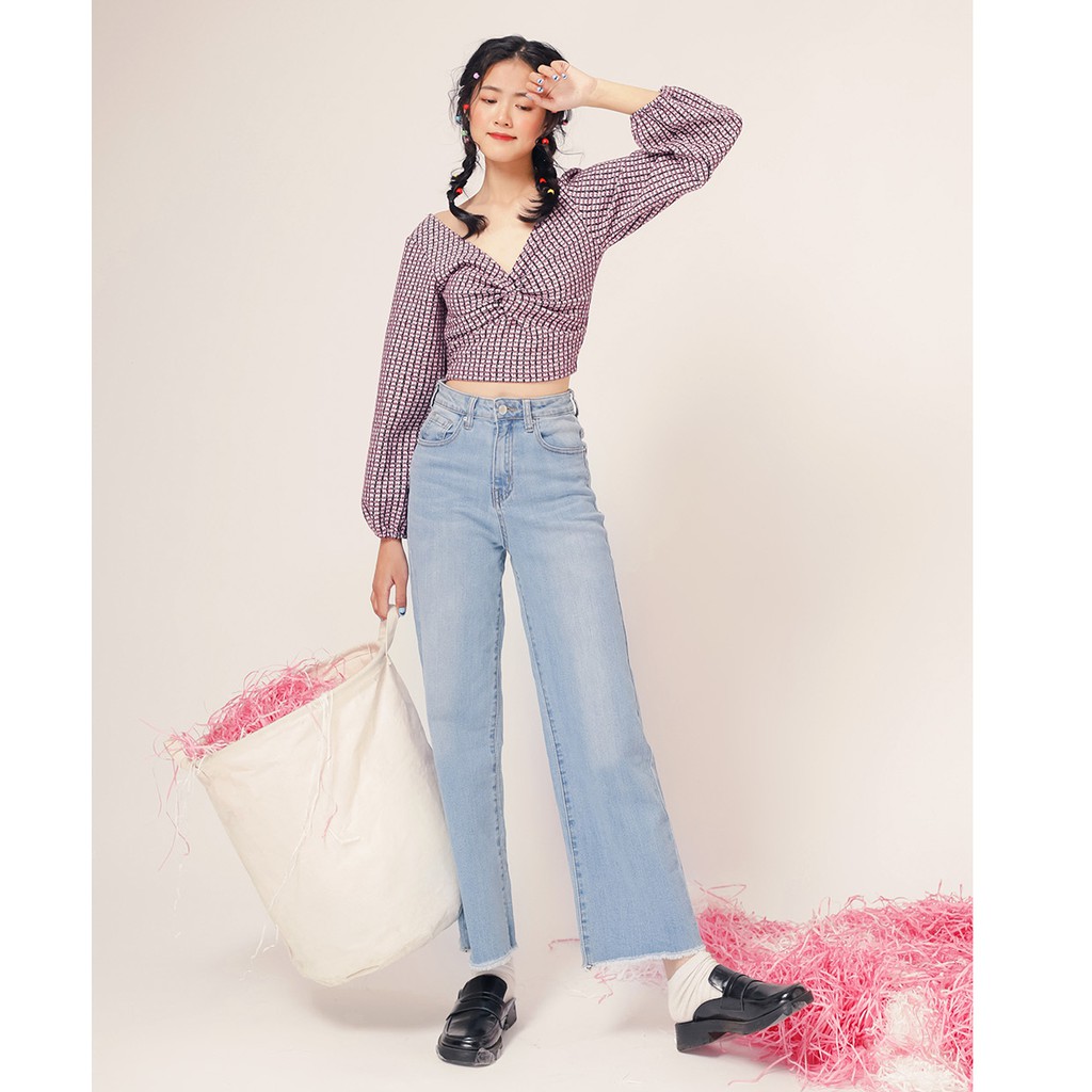 DOTTIE - Quần Jeans Ồng Rộng Xé Gấu Nữ Q0047