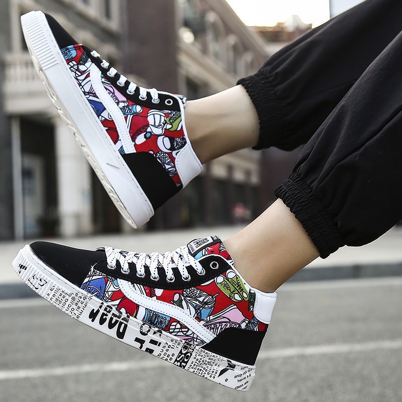 Giày thể thao cổ cao canvas mẫu 2021 phong cách Hàn Quốc thời trang mùa hè mới dành cho nam