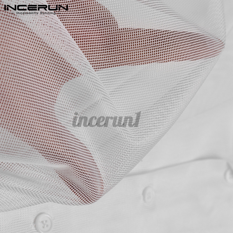 Áo Sơ Mi INCERUN Tay Ngắn Phối Lưới Thời Trang Cho Nam | BigBuy360 - bigbuy360.vn