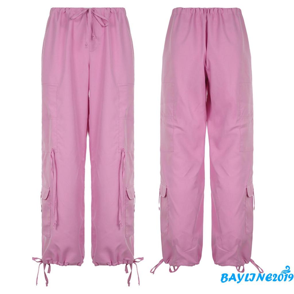 Quần Dài Dây Rút Màu Trơn Tùy Chỉnh Phối Túi Thời Trang Cho Nữ