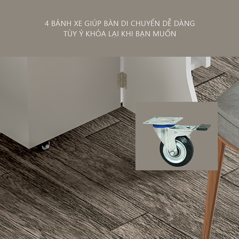 Bàn ăn gấp gọn thông minh có bánh xe di chuyển phong cách Hàn Thương hiệu Larot- LP97.41