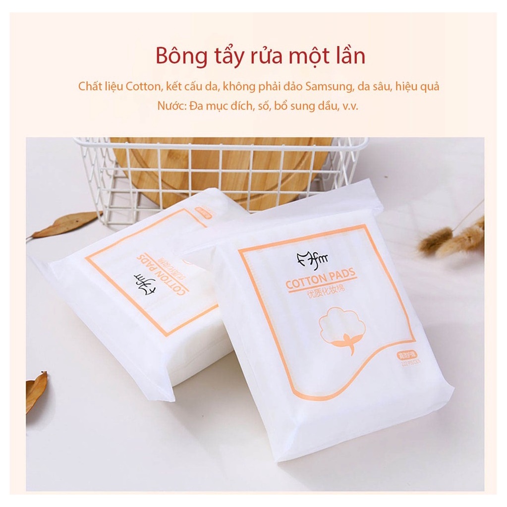 Bông Tẩy Trang Trắng 2 Mặt 3 Lớp [ Bịch 222 Miếng ]