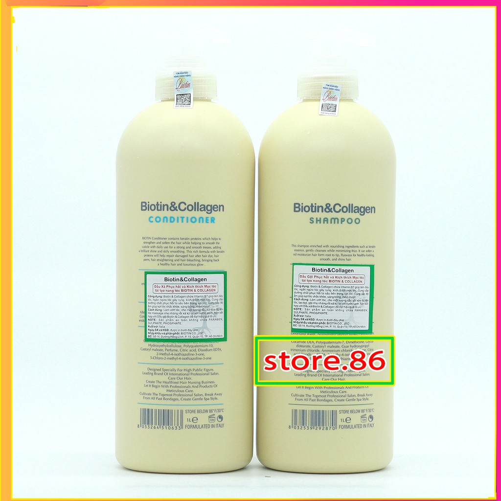 Dầu gội BIOTIN COLLAGEN store.86 mùi thơm sang dễ chịu siêu mềm mượt kích thích mọc tóc chống rụng tóc cặp 500ml - 1000m | BigBuy360 - bigbuy360.vn