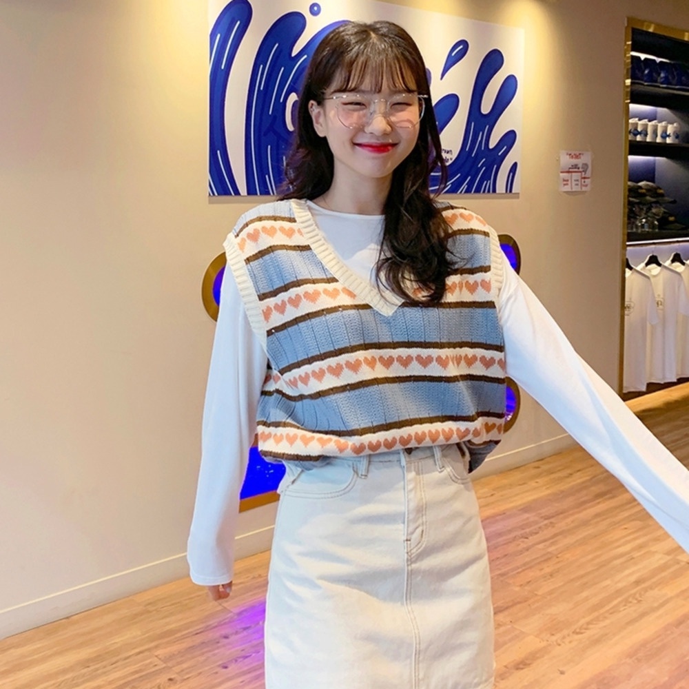 Áo len cổ chữ V đơn giản thời trang Hàn Quốc cho nữ | BigBuy360 - bigbuy360.vn