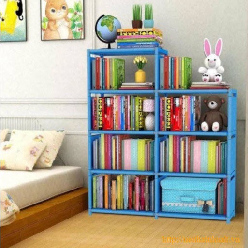 Kệ sách lắp ghép đa năng (4 tầng và 2buồng 7 ngăn)
