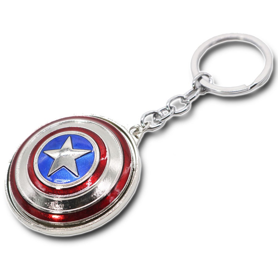 Móc khóa khiên Captain America xoay trục Avenger Marvel hợp kim cao cấp cho ô tô xe hơi TOO-STORE