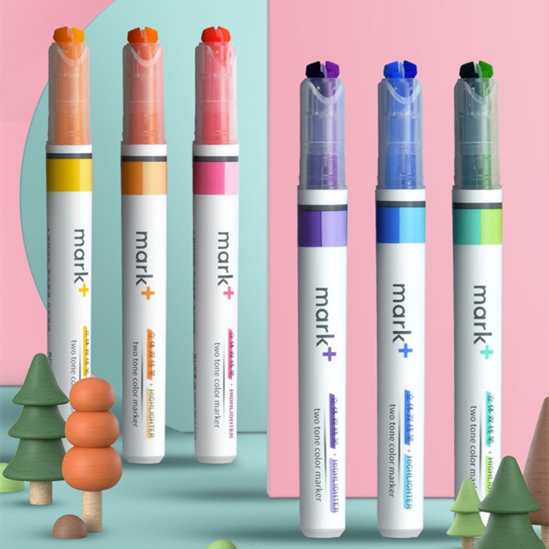 Set 6 bút dạ quang RUIXIANG 2 màu đa năng