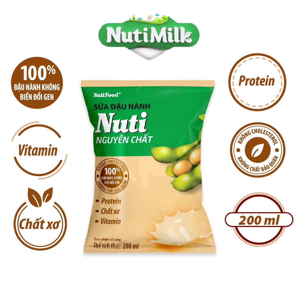 Thùng 36 bịch Sữa đậu nành Nguyên chất 200ml/bịch