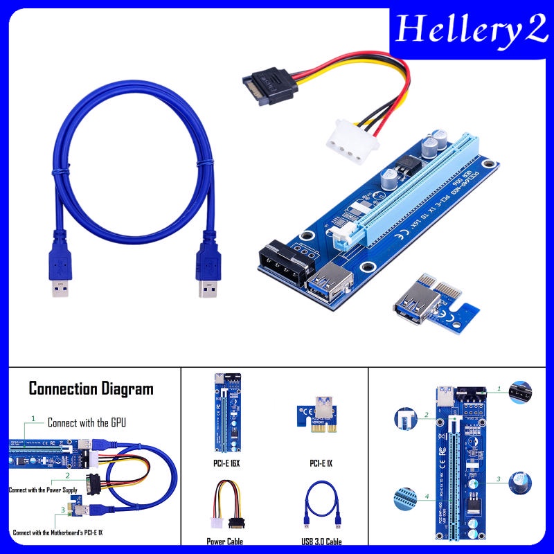Card PCI-E VER006S PCIE 1X Sang 16X USB 3.0 SATA Cho Bitcoin 4pin