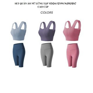 Set Đồ tập Gym, Yoga Quần lửng áo có sẵn đệm mút lót ngực tôn dáng cực đẹp