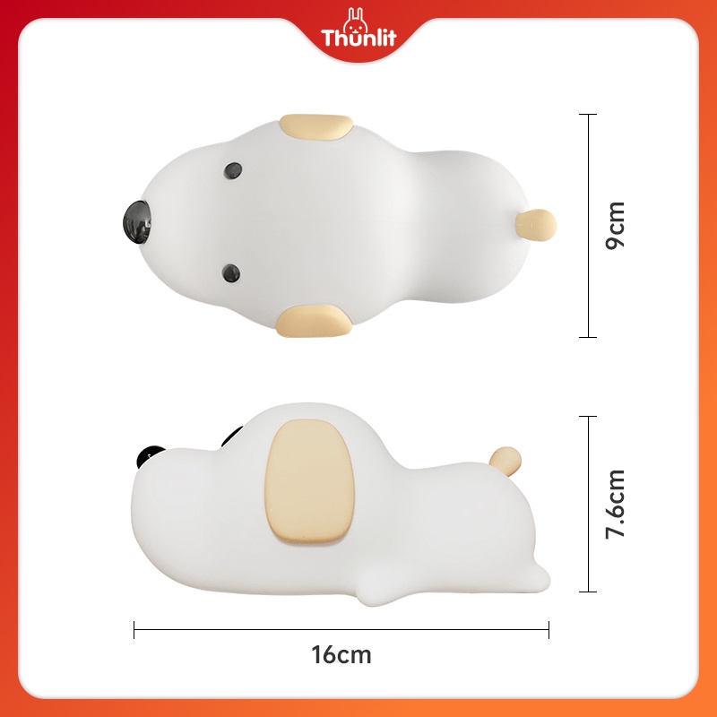 Đèn Ngủ Thunlit Hình Chú Cún Dễ Thương 1200mah 2 Màu Sắc Tùy Chọn Có Thể Sạc Lại Tiện
