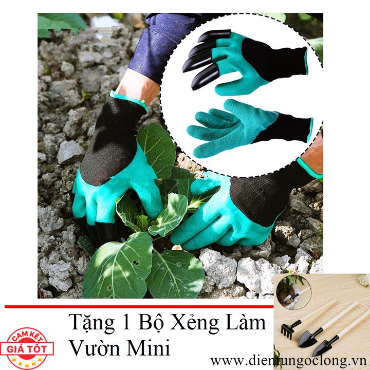 Găng Tay Làm Vườn Chuyên Dụng Tặng Bộ Dụng Cụ Làm Vườn Mini