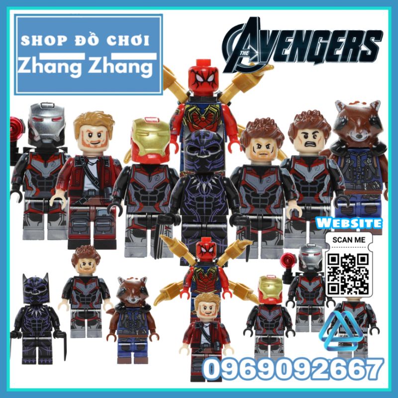 Đồ chơi Xếp hình Iron Man - Spider Man Thor - Black Panther Hawkeye - Star Lord Rocket Racoon Minifigures POGO PG8232