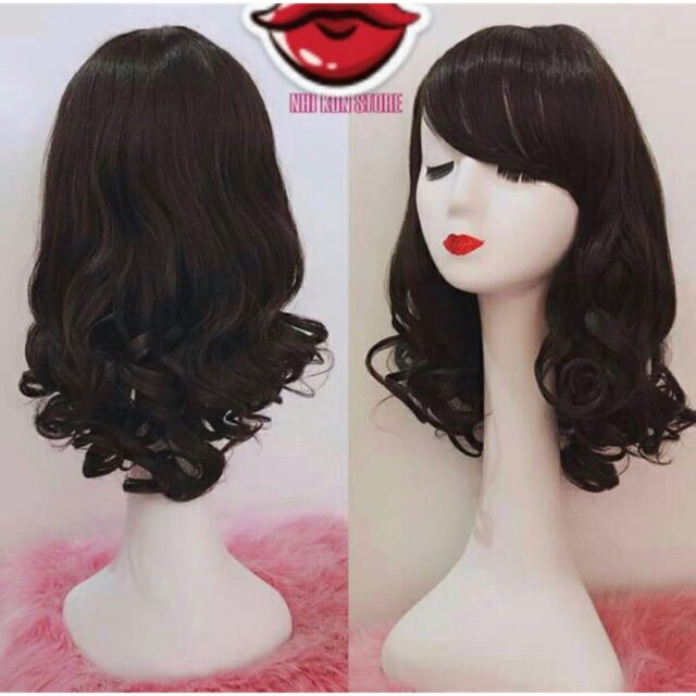 Tóc giả trung niên cho các cô- mái xéo( kèm lứoi)