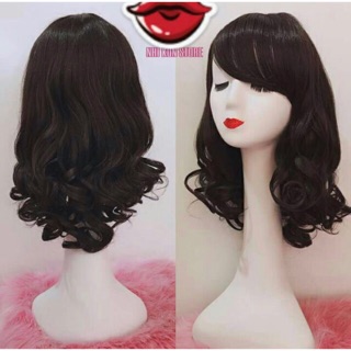 Tóc giả trung niên cho các cô- mái xéo( kèm lứoi)