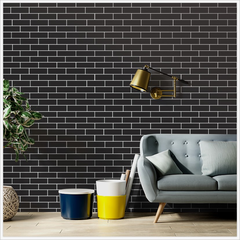 Decal Dán Tường Giả Vân Gạch Đen Khổ 60 * 150 cm | Tấm dán tường chống bẩn chất liệu decal PVC Cao Cấp