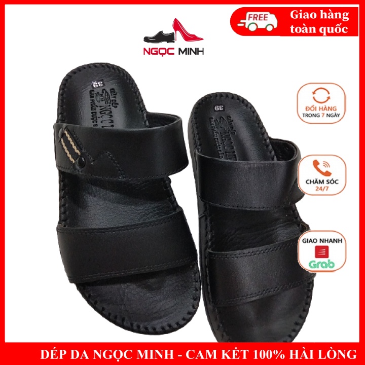 Dép Da Nam 2 Quai Cao Cấp Đế Cao Su Đúc Nguyên Khối Ms N 18