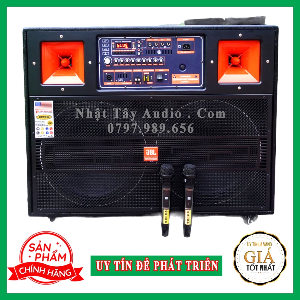 Dàn karaoke di động công suất lớn NT 9500K, Loa kẹo kéo 2 bass đôi 40 cao cấp