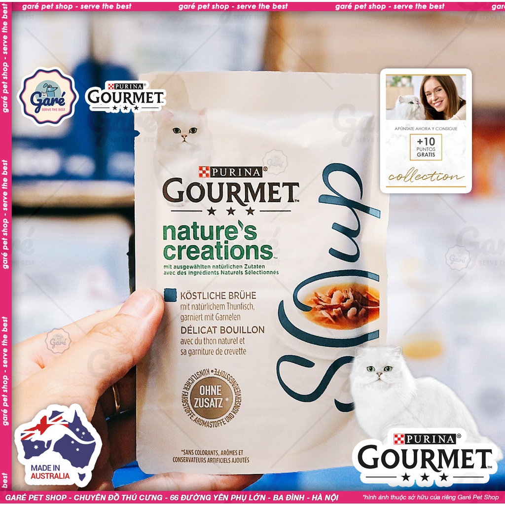 Pate Đức cho Mèo Gourmet Purina Gà, Tôm, Cá Ngừ, Cá Cơm - Savings package Gourmet Soup