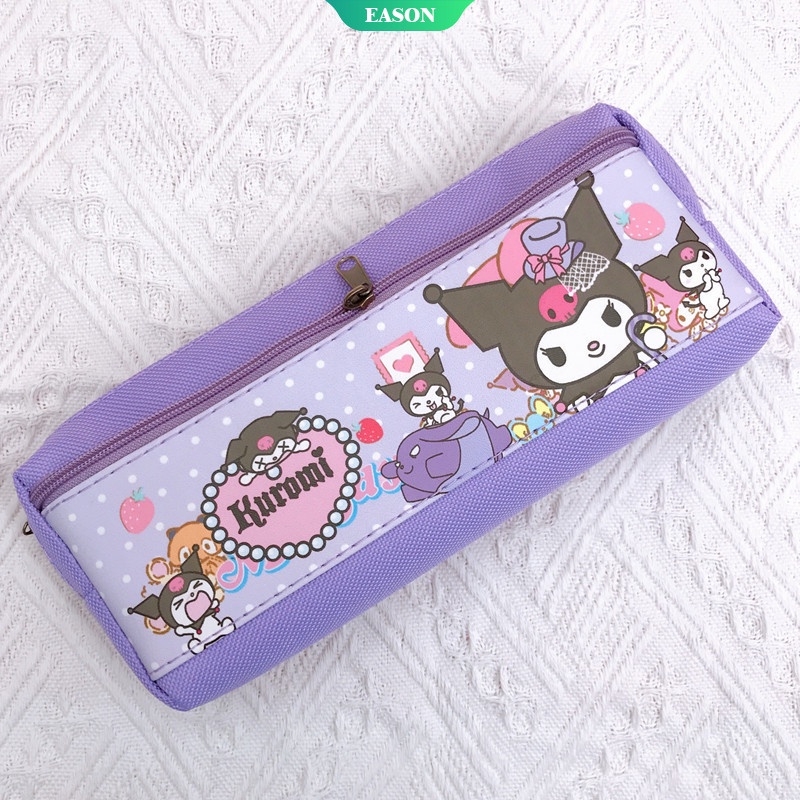 SANRIO Túi Đựng Bút Hai Ngăn Có Khóa Kéo Họa Tiết Mèo hello kitty Dễ Thương Ốp