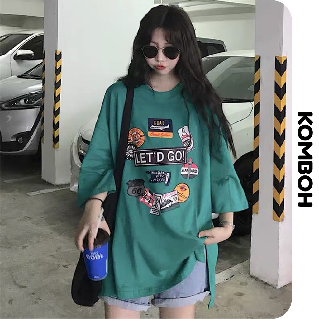 Áo thun tay lỡ KOMBOH phông Unisex nam nữ oversize form rộng ulzzang LET'D GO A19