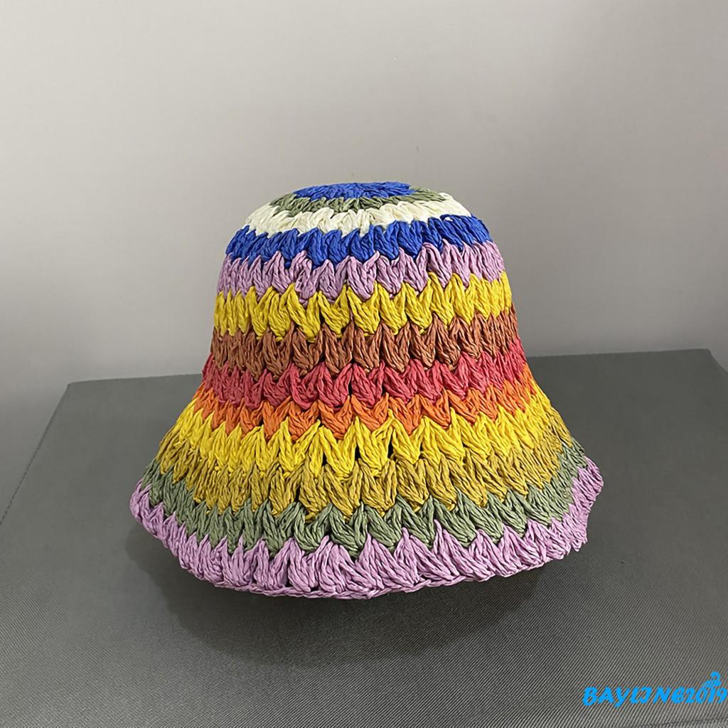 Nón Tai Bèo Họa Tiết Sọc Cầu Vồng Nhiều Màu Sắc Dành Cho Nữ