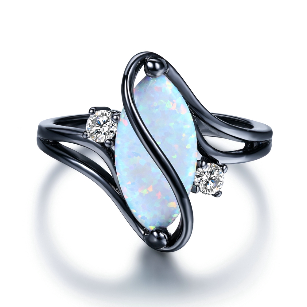 ZHOUYANG Vòng For the phụ nữ Oval Opal Đá Cubic Zirconia Jewelry Black Gold màu sắc Nhẫn thời trang Đảng quà tặng 2020 nóng bán R642