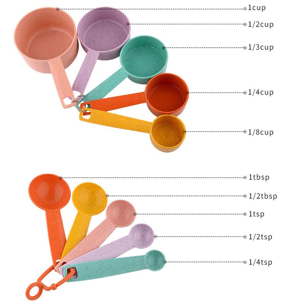 Bộ Muỗng Đo Lường Gia Vị Bằng Rơm Lúa Mì Tiện Dụng Cho Nhà Bếp