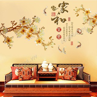 Decal dán tường trang trí tết- Cành mai vàng