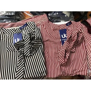 Bán sỉ  SALE SỐC SƠ MI KẺ SỌC BUỘC NƠ CỔ SM140  ❤️FREE SHIP❤️