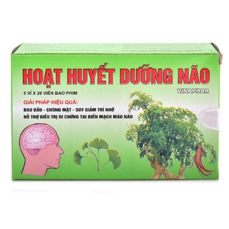 HOẠT HUYẾT DƯỠNG NÃO 100 viên_Rối loạn tiền đình_Đau đầu,chóng mặt_Hoa mắt ù tai ,Suy Giảm trí nhớ