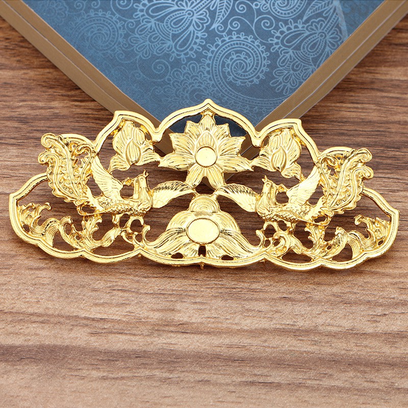 1 phiến đúc họa tiết hoa sen phong cách đôn hoàng 57*127mm nguyên liệu làm trâm làm trang sức cổ trang