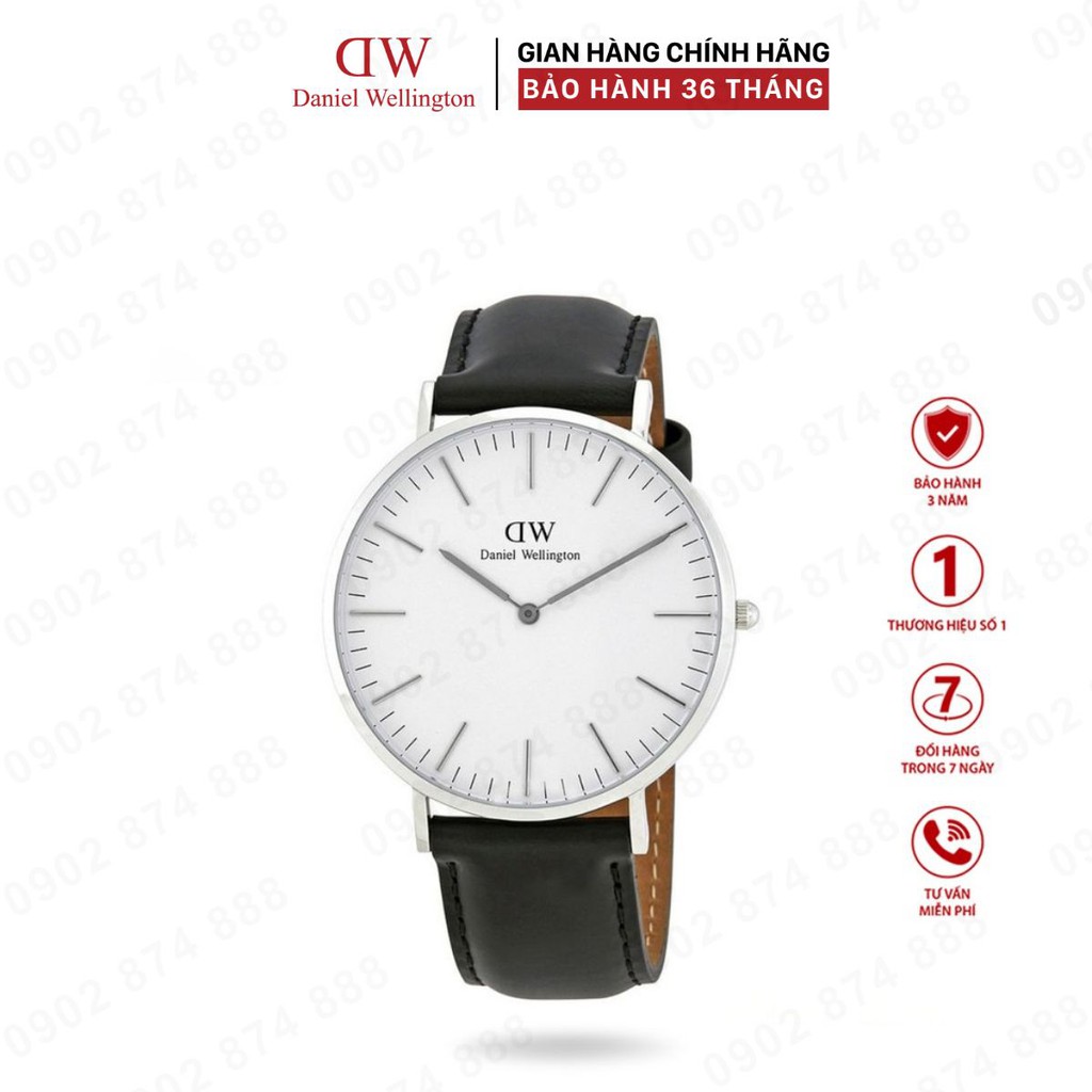 Đồng hồ nam Daniel Wellington Classic Sheffield viền bạc (36-40mm)