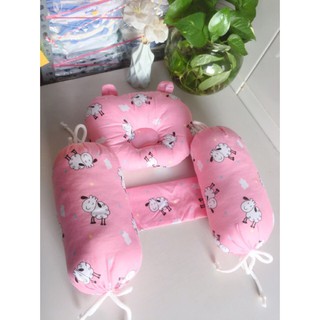 Bộ gối CHẶN BÔNG COTTON cho trẻ sơ sinh - Gối chặn sơ sinh 2 đầu em bé